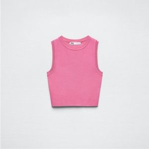 Zara Pink Knit Cropped Tank